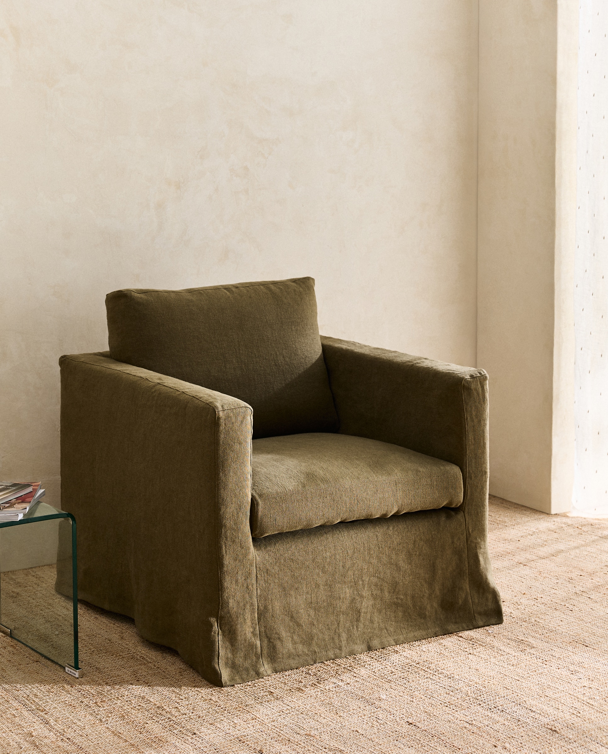 Sillón desenfundable de lino Ibiza El Corte Inglés - Verde Oliva Verde Oliva-1