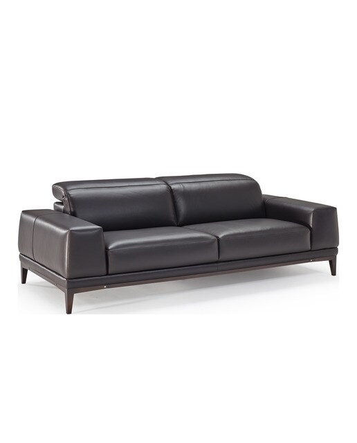 Sofá de piel de 3 plazas Borghese Natuzzi Italia - Marrón oscuro Marrón oscuro-2