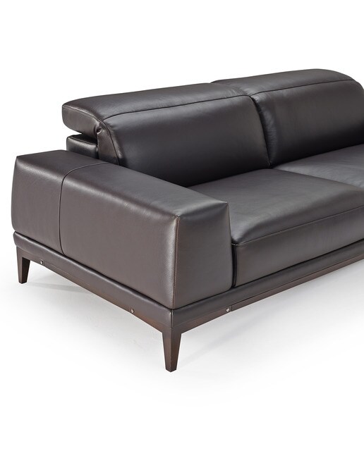 Sofá de piel de 3 plazas Borghese Natuzzi Italia - Marrón oscuro Marrón oscuro-4