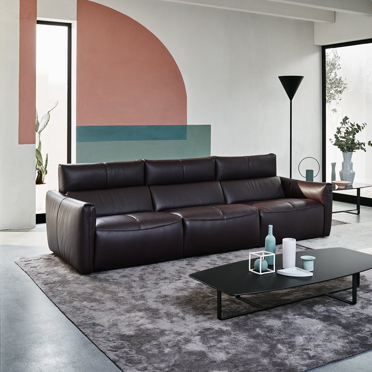 Sofá de piel de 3 plazas con 3 asientos relax eléctricos Galaxy Natuzzi Italia 4