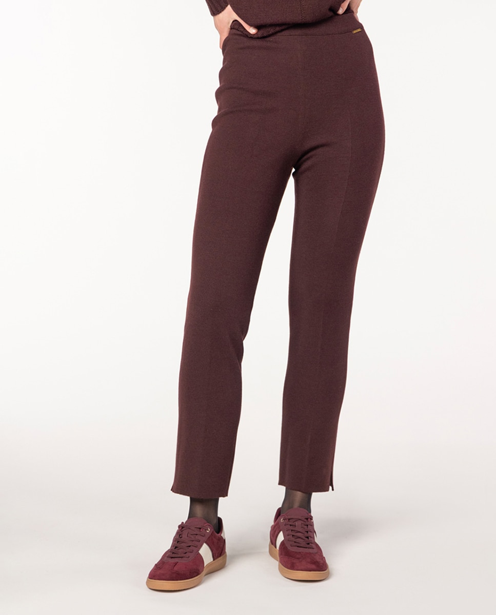 Calças de Malha pelo Tornozelo Grená-1