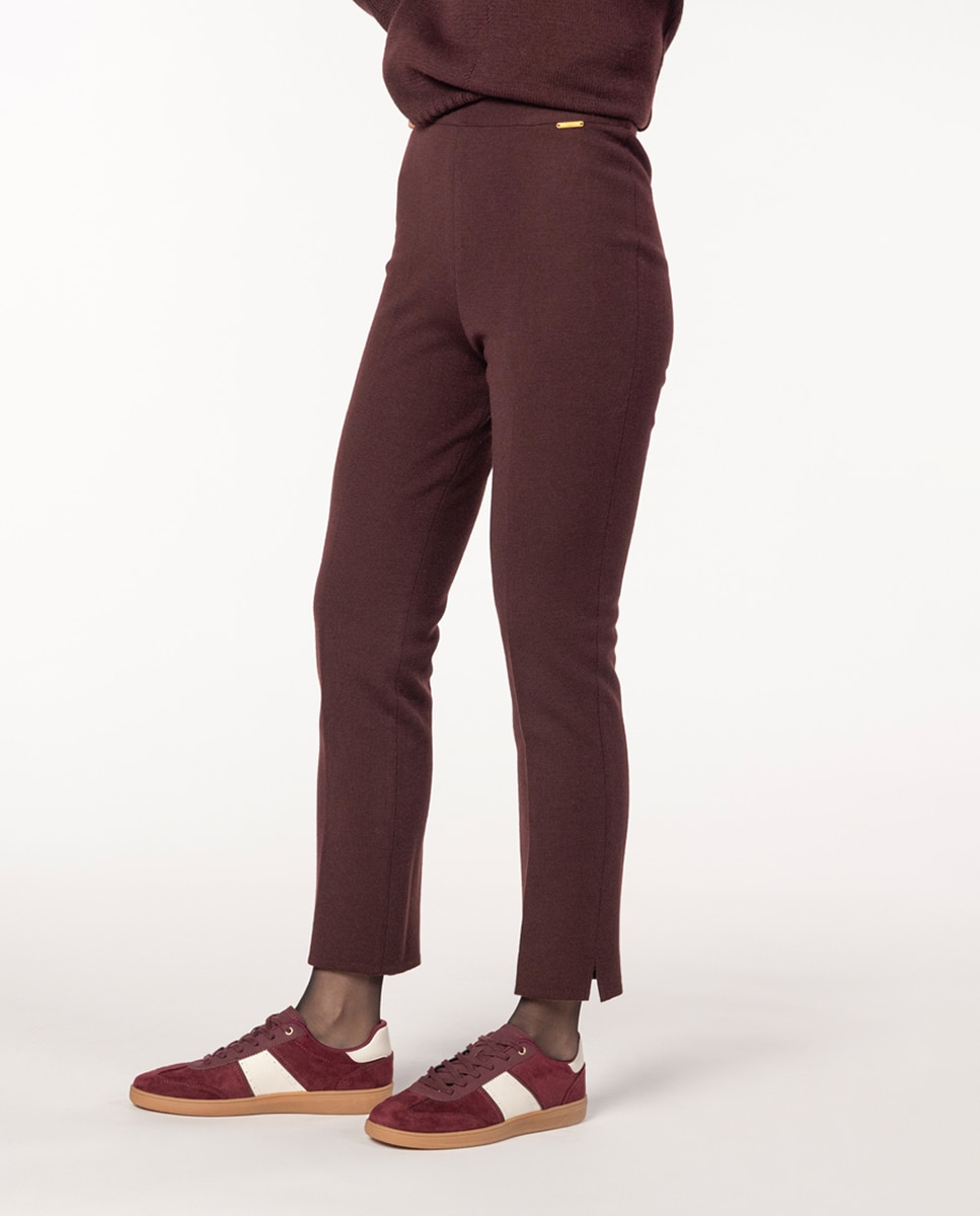 Calças de Malha pelo Tornozelo Grená-3