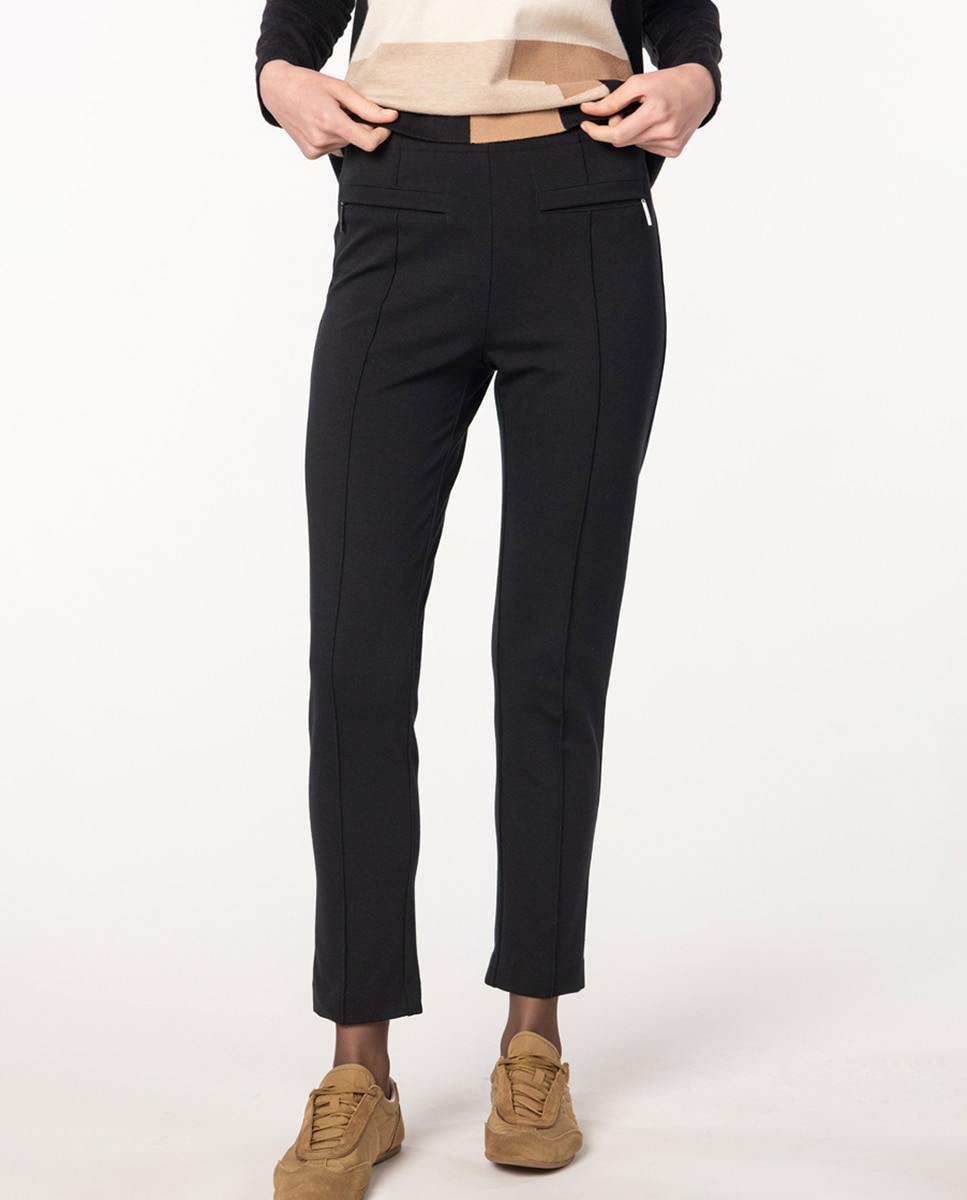 Naulover - Pantalón de mujer pitillo con costuras decorativas.