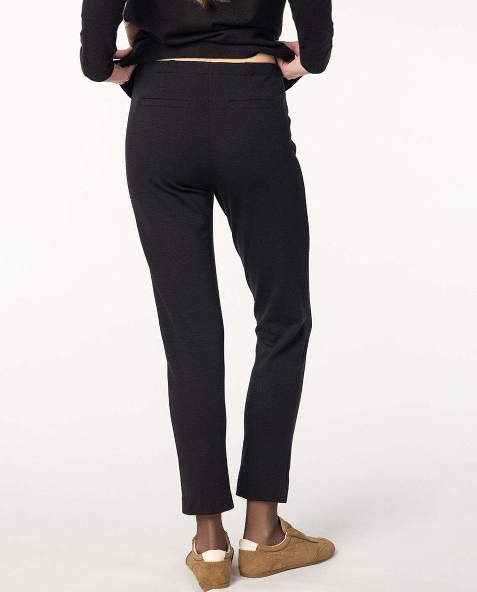 Pantalón de mujer pitillo con costuras decorativas - Naulover - Gris oscuro Negro-2