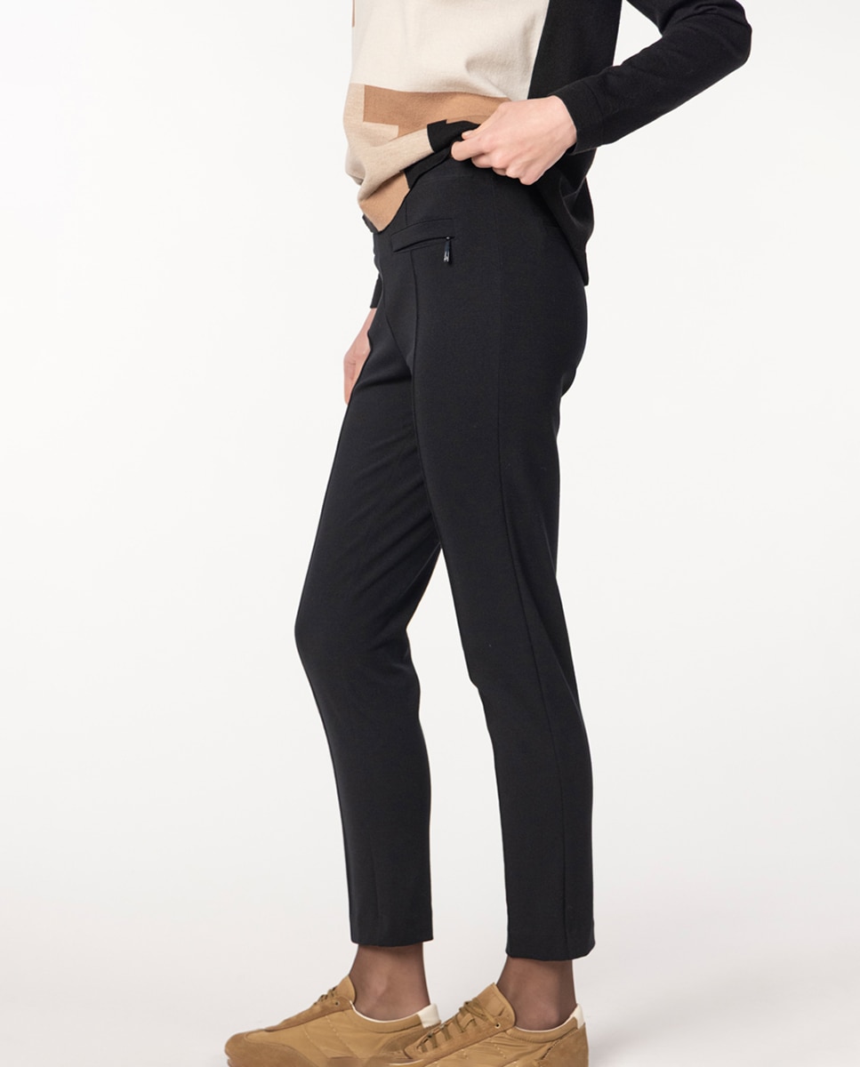Pantalón de mujer pitillo con costuras decorativas - Naulover - Gris oscuro Negro-3