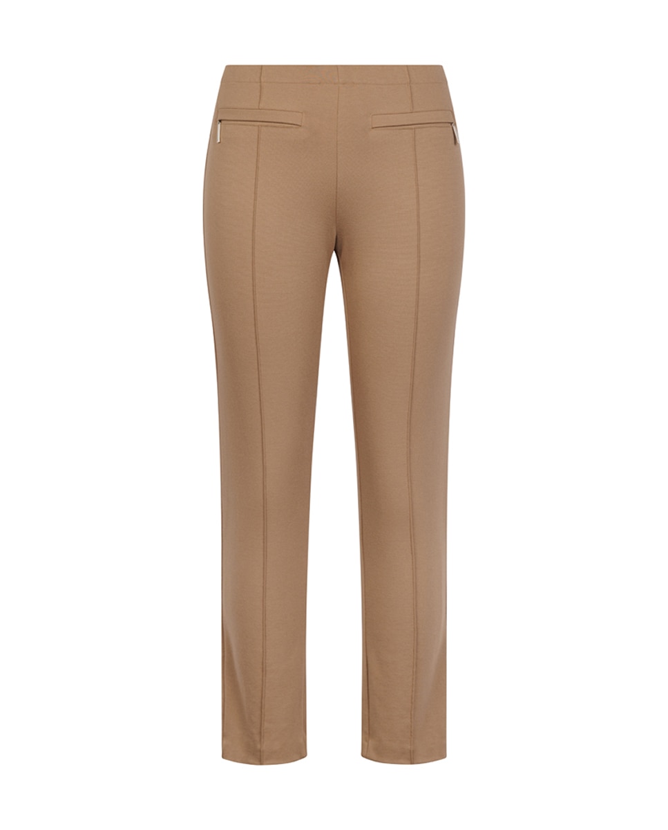 Calças Skinny com Costuras Decorativas Camel-5