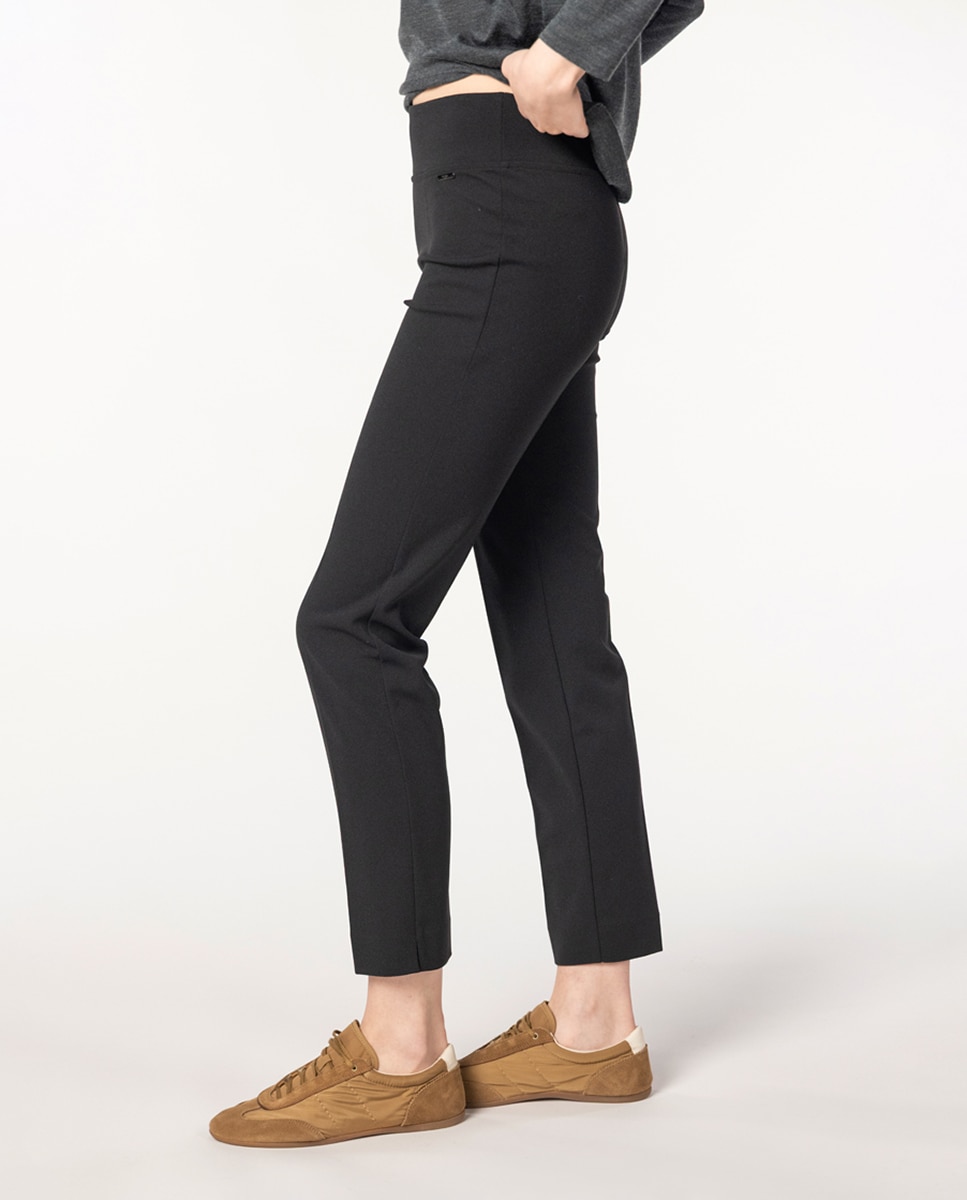 Calças Skinny de Crepe Duplo Elástico Preto-3