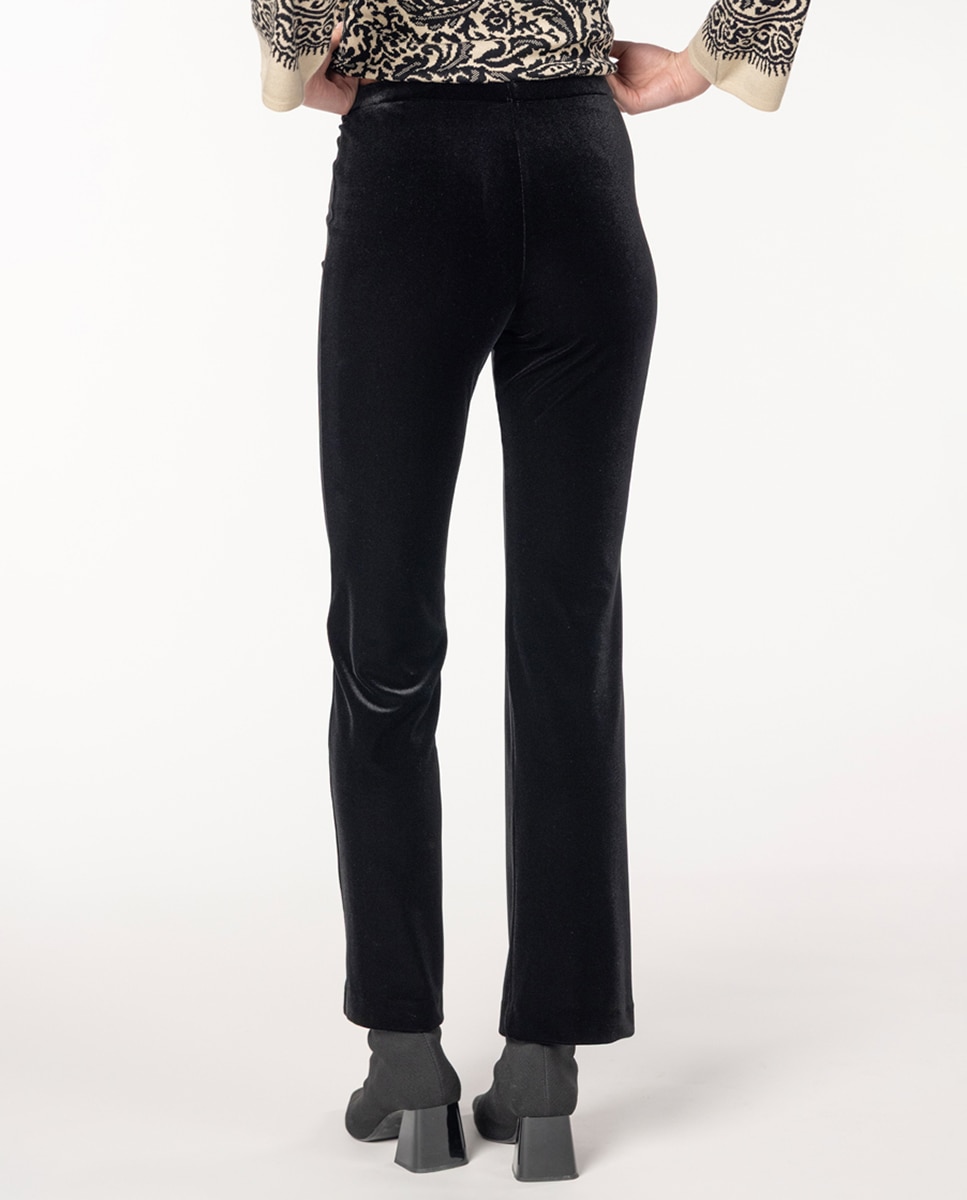 Calças de Veludo com Cós Elástico Preto-2