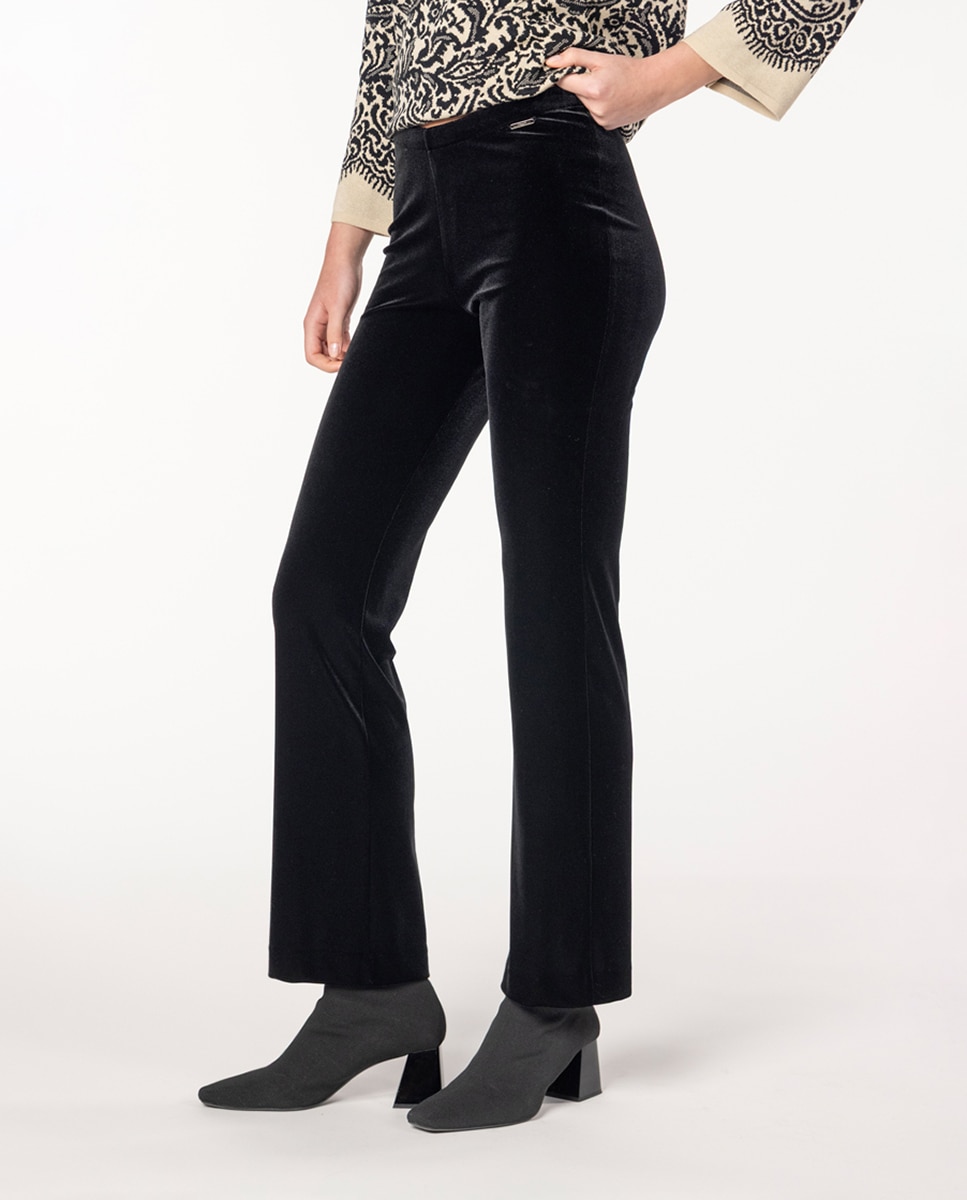 Calças de Veludo com Cós Elástico Preto-3