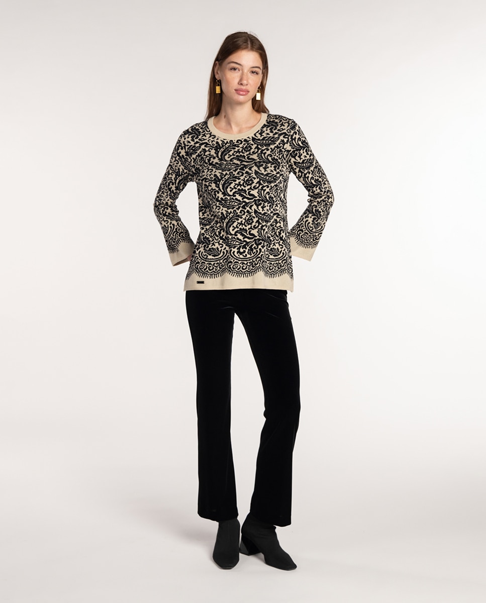 Calças de Veludo com Cós Elástico Preto-4