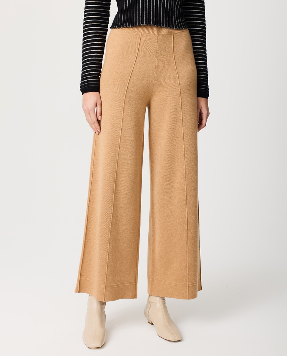 Calças com Elástico na Cintura e Nervo Central Preto-1