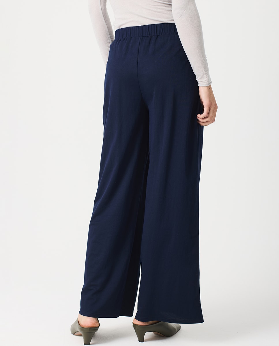 Calças Regular de Malha Circular Azul-marinho-2