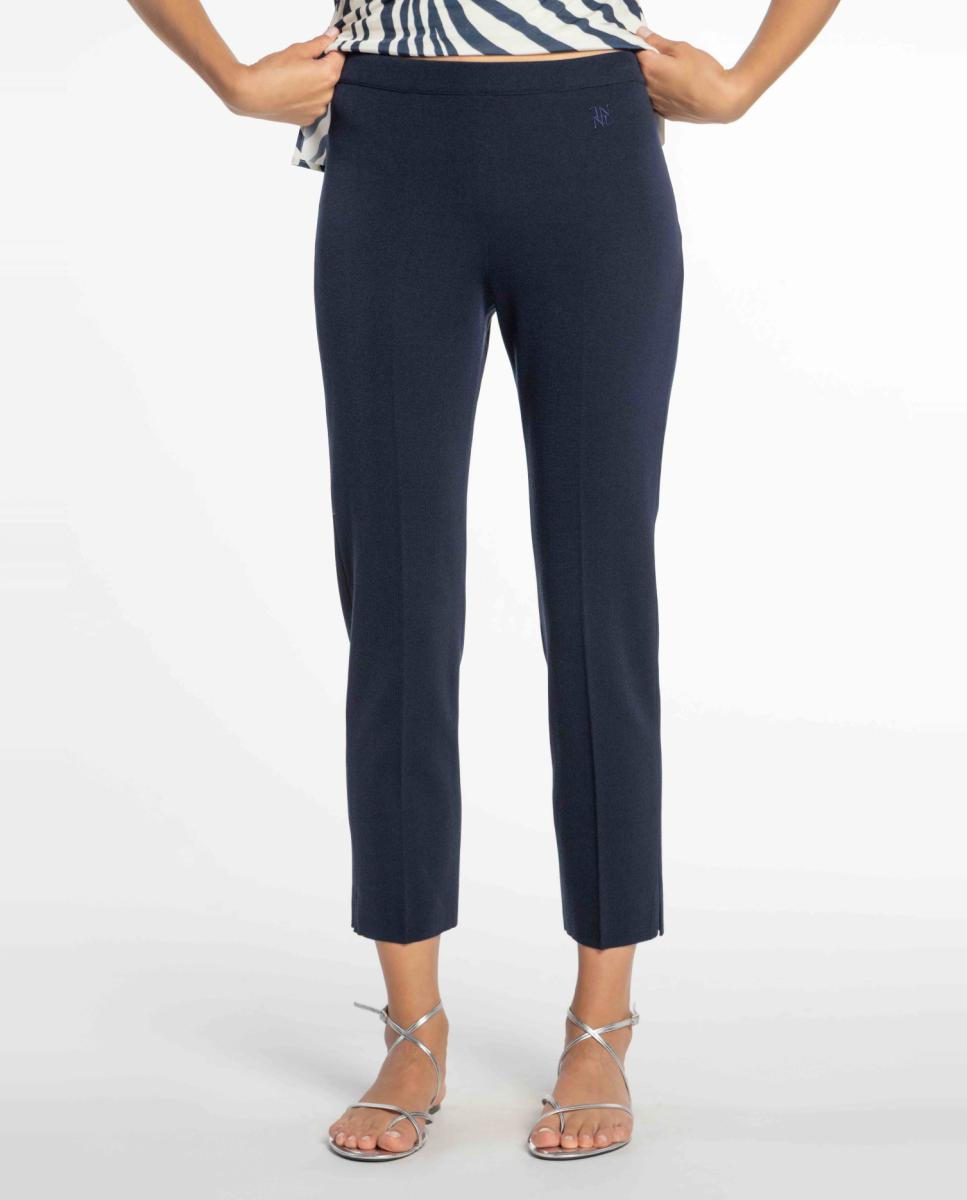 Pantalón de mujer de punto corte pitillo - Naulover - Azul marino Azul marino-1