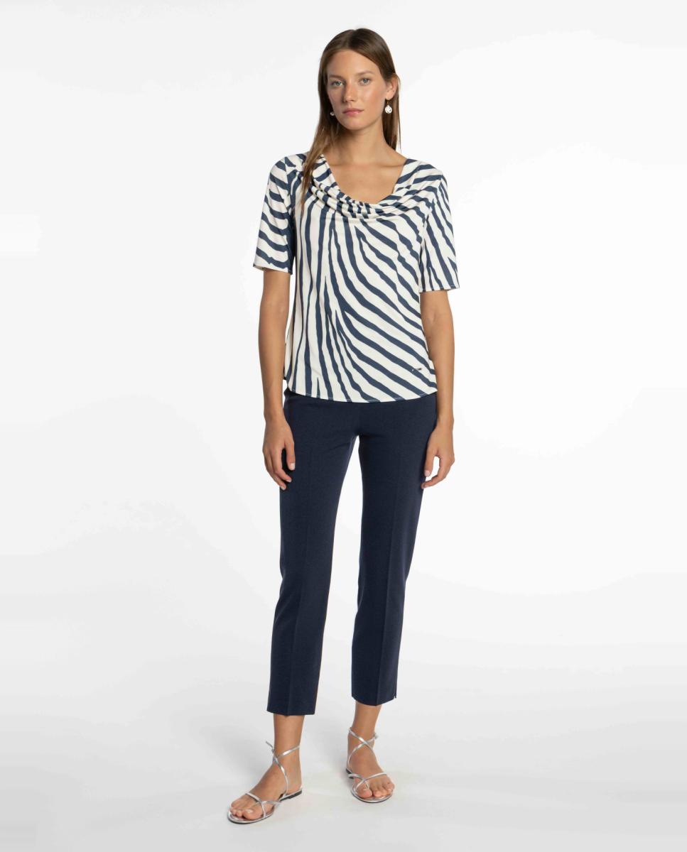 Pantalón de mujer de punto corte pitillo - Naulover - Azul marino Azul marino-4