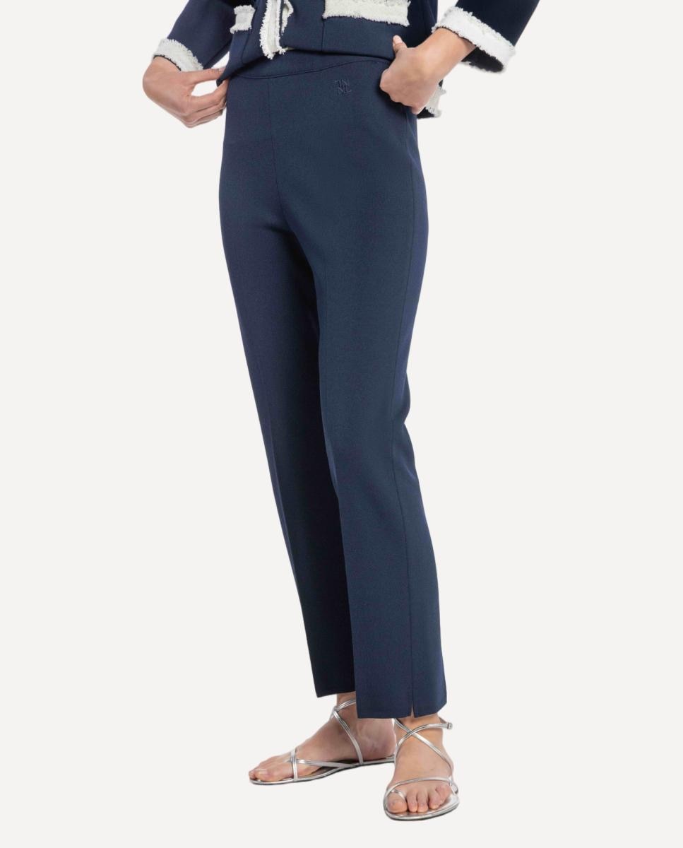 Calças de Malha Skinny Azul-marinho-4