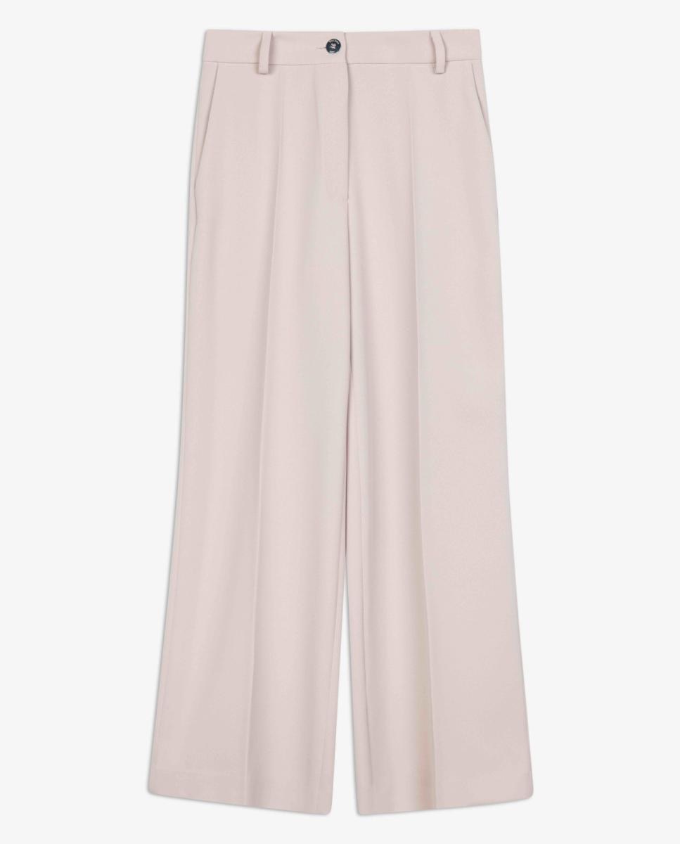 Calças de Crepe Duplo Fluidas Rosa-claro-6