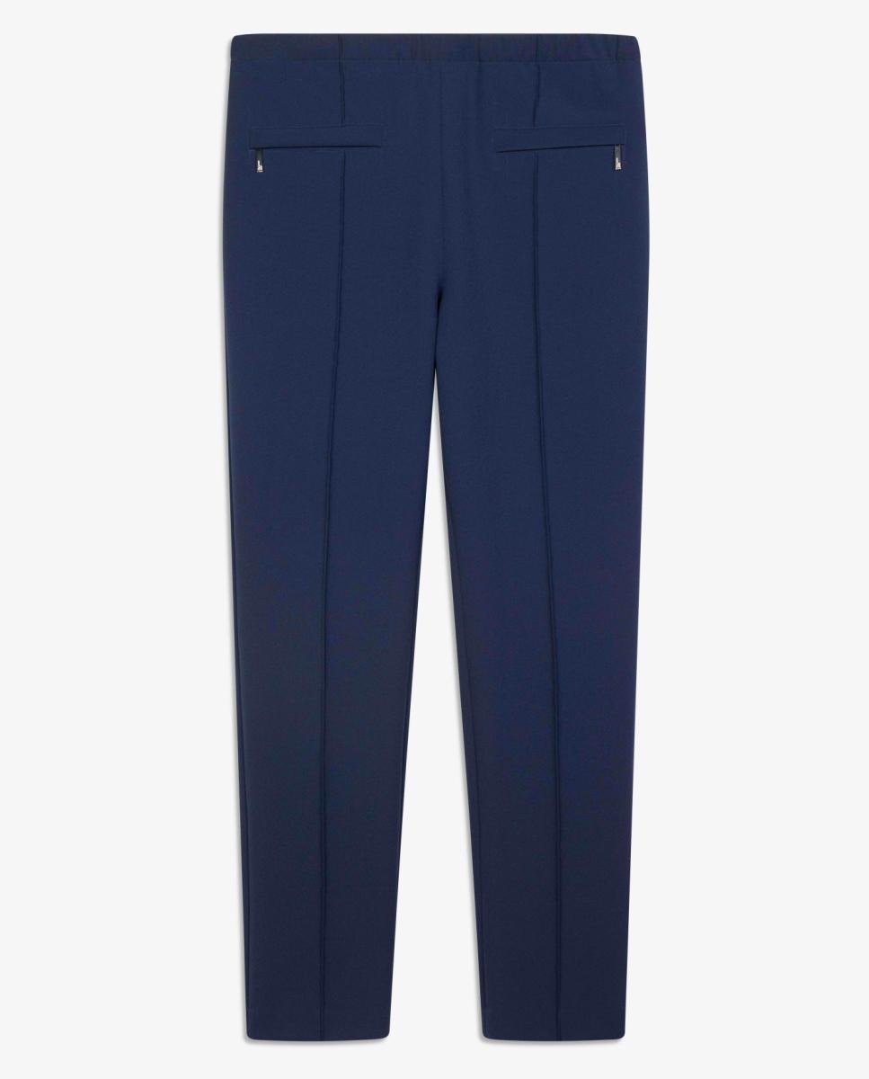Calças Skinny de Sarja Elástica Azul-marinho-5