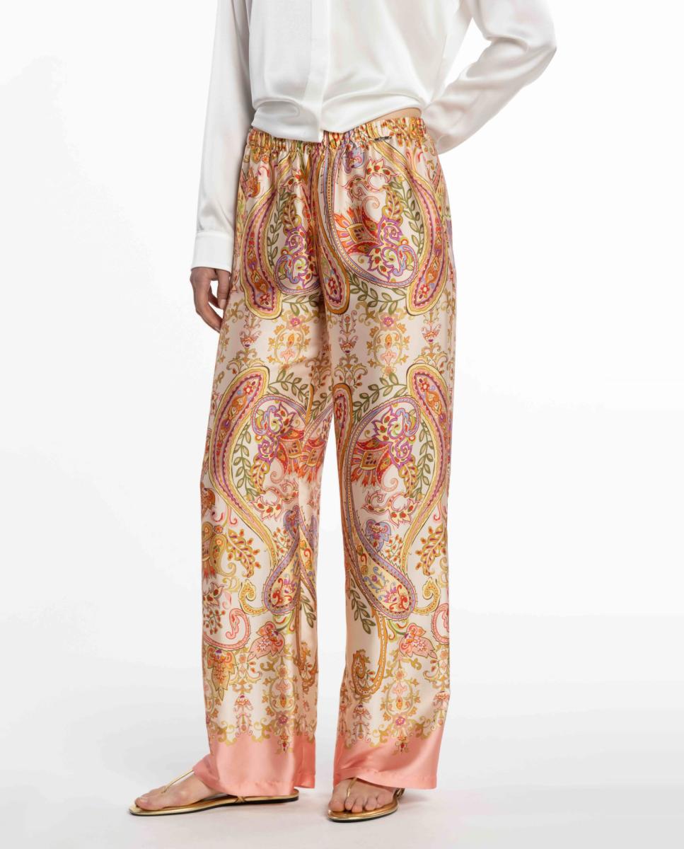 Naulover - Pantalón de mujer de satén estampado.