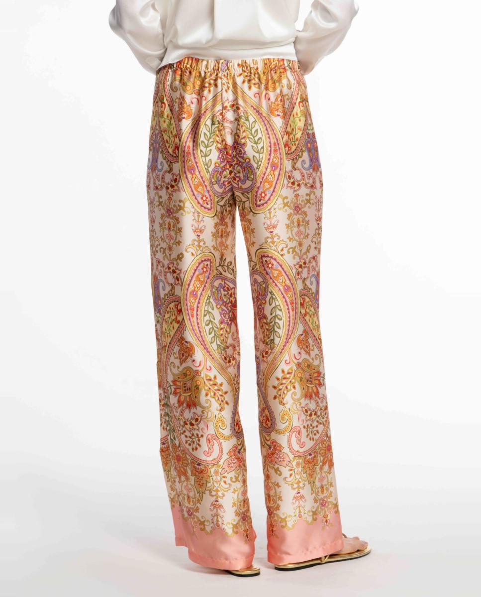 Calças de Cetim com Estampado Rosa-2