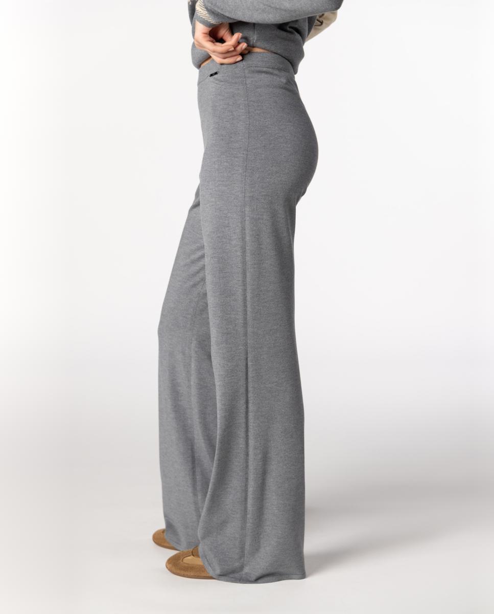 Calças de Ponto Liso para Mulher Cinzento-3