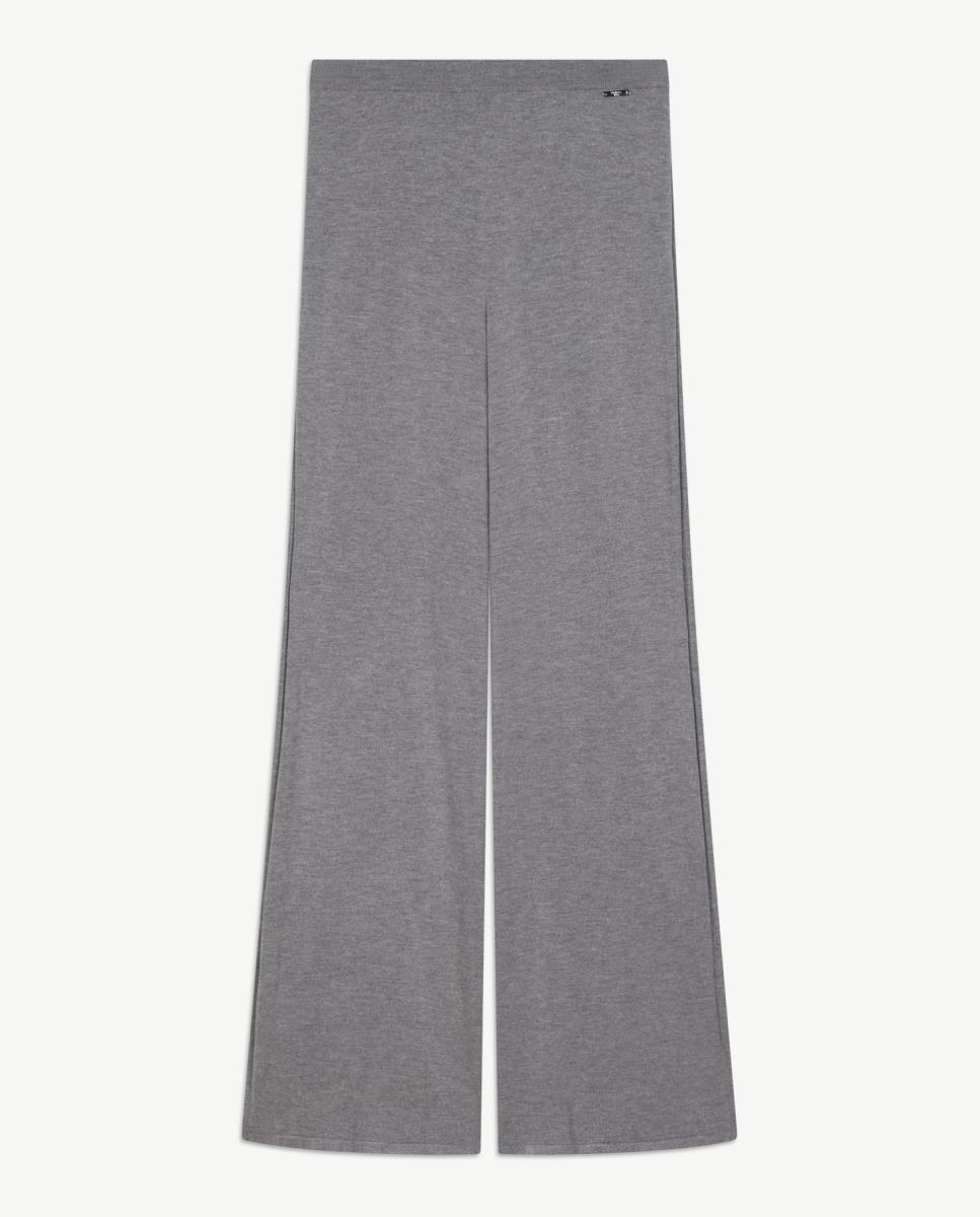 Calças de Ponto Liso para Mulher Cinzento-5