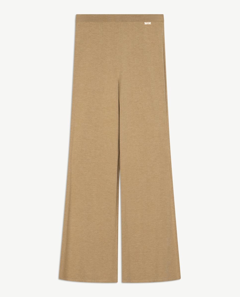 Calças de Ponto Liso para Mulher Bege-5