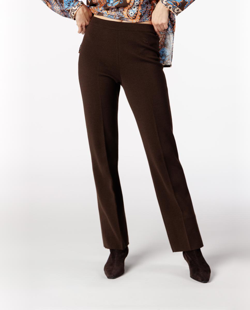 Imagen 0 de Pantalón de mujer de punto recto. Marrón oscuro