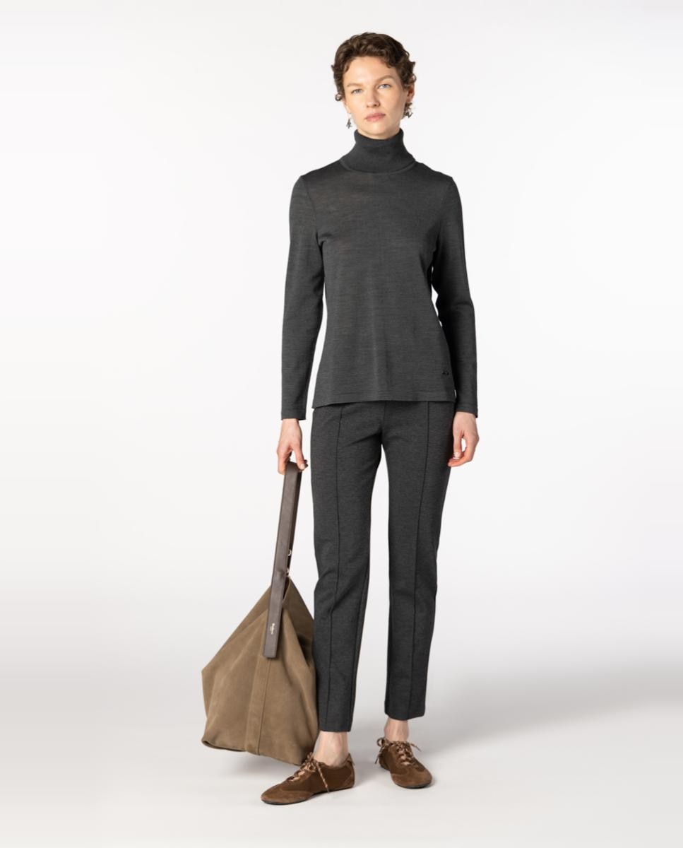 Calças Skinny de Mulher com Nervo Marcado Cinzento-escuro-4