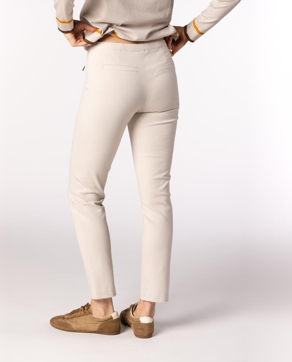 Calças Skinny de Mulher com Nervo Marcado Bege-2