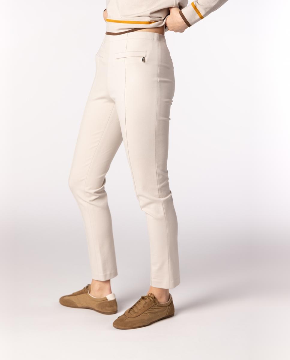 Calças Skinny de Mulher com Nervo Marcado Bege-3