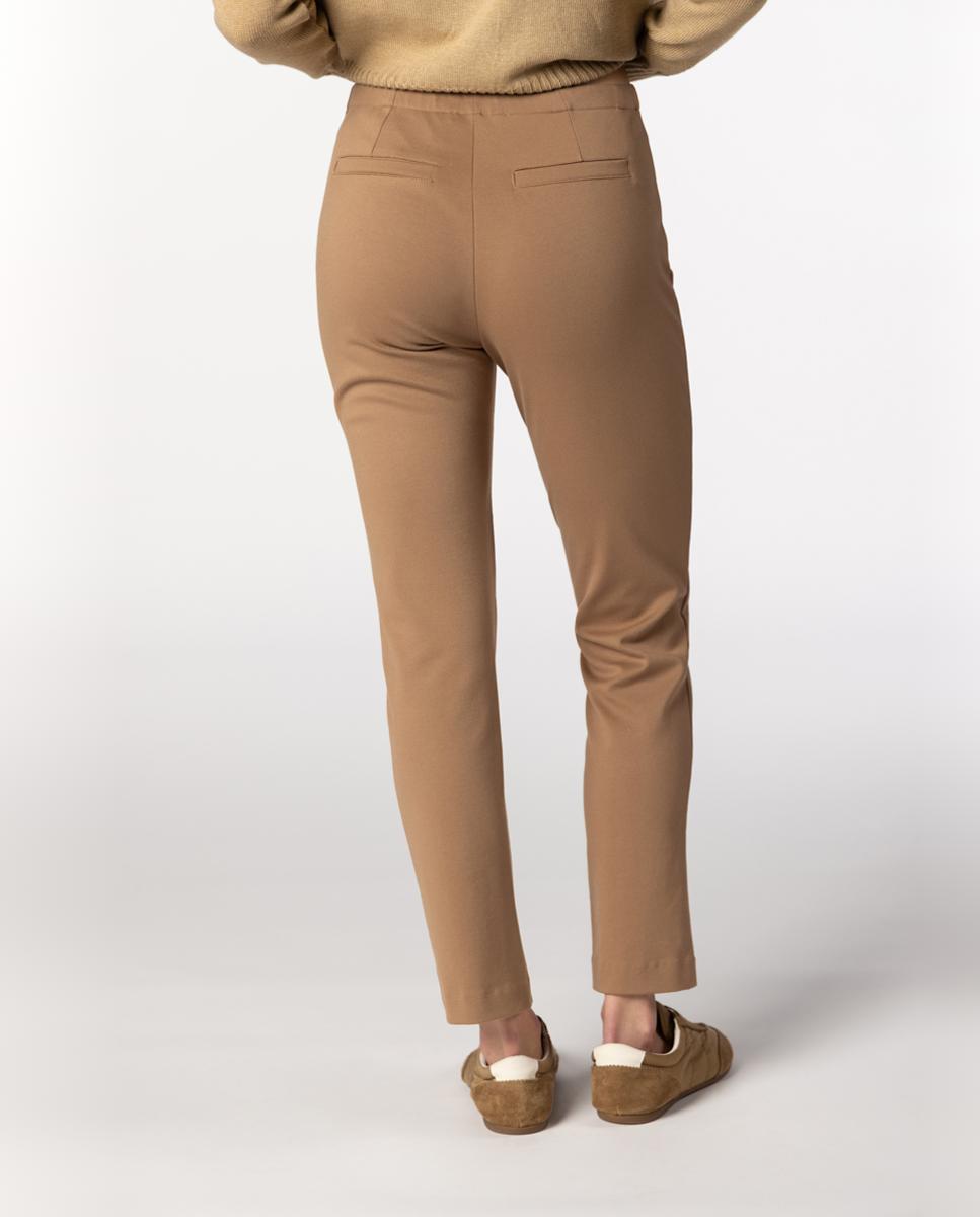 Calças Skinny de Mulher com Nervo Marcado Bege-2