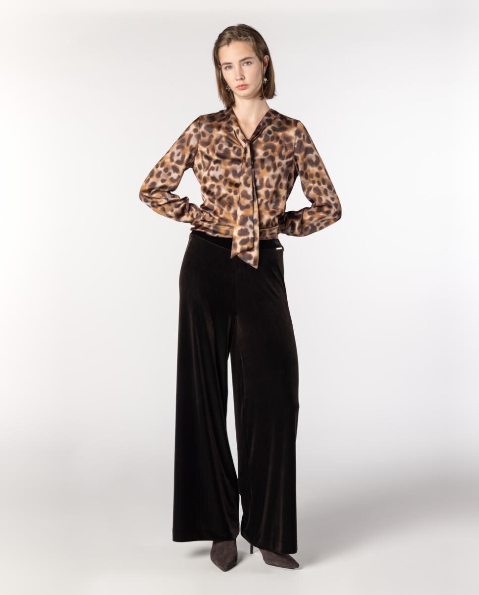 Pantalón de mujer de terciopelo acampanado - Naulover - Marrón oscuro Marrón oscuro-4