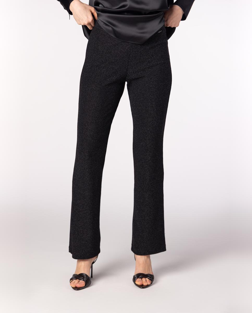 Imagen 0 de Pantalón de mujer de punto circular lamé. Negro