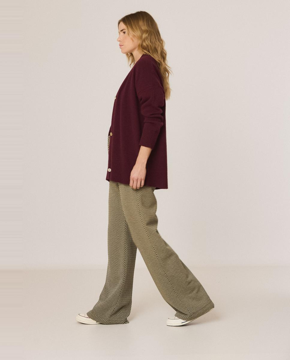 Pantalón de mujer tiro alto doble tela - Indi & Cold - Verde militar Verde militar-1