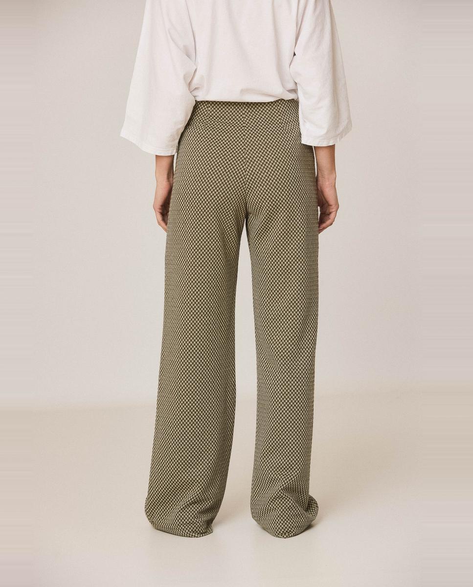 Pantalón de mujer tiro alto doble tela - Indi & Cold - Verde militar Verde militar-2