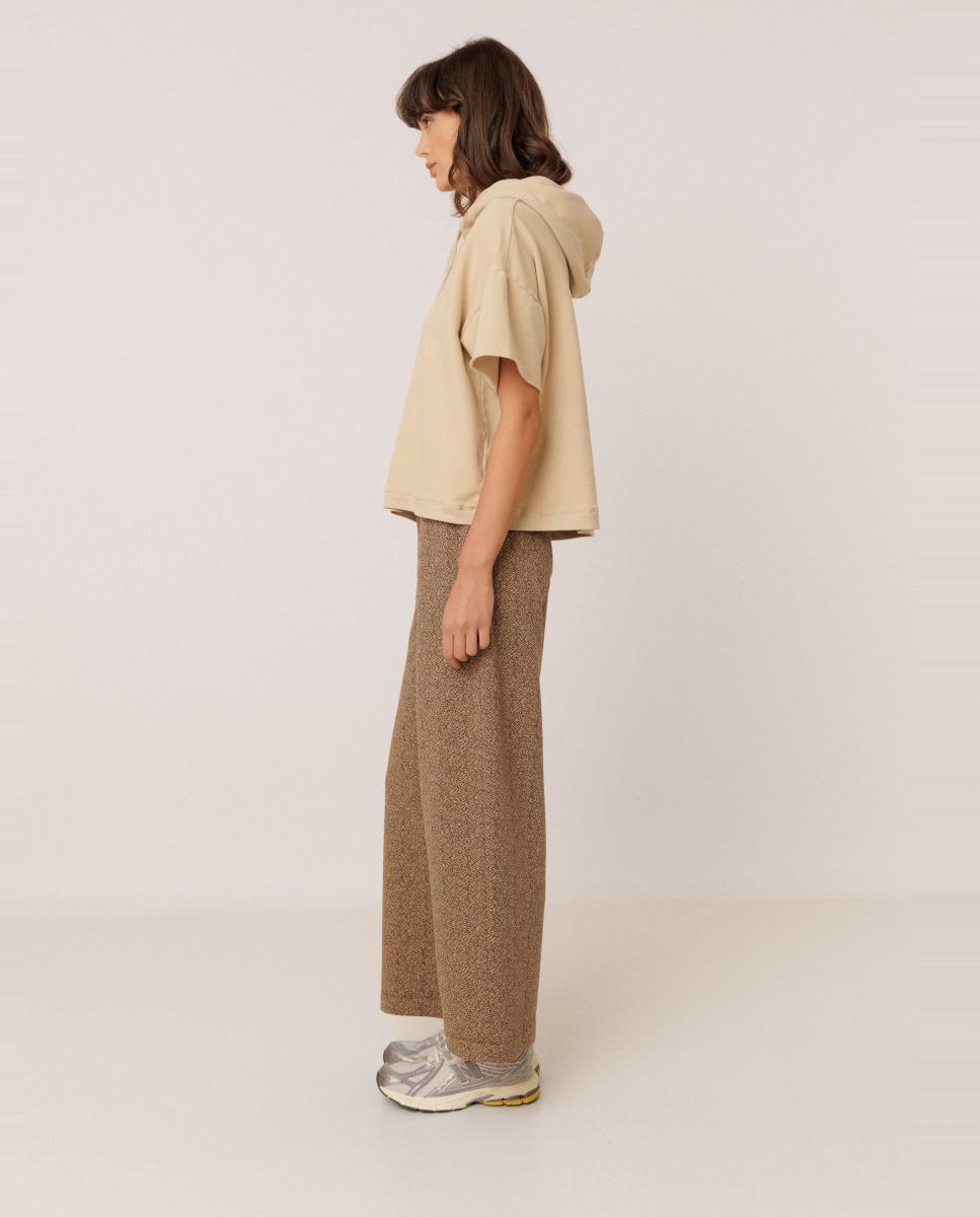 Pantalón de mujer culotte doble tela - Indi & Cold - Marrón oscuro Marrón oscuro-1