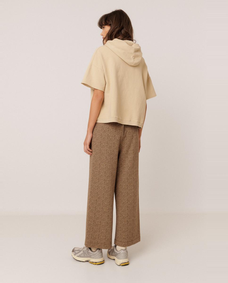 Pantalón de mujer culotte doble tela - Indi & Cold - Marrón oscuro Marrón oscuro-3