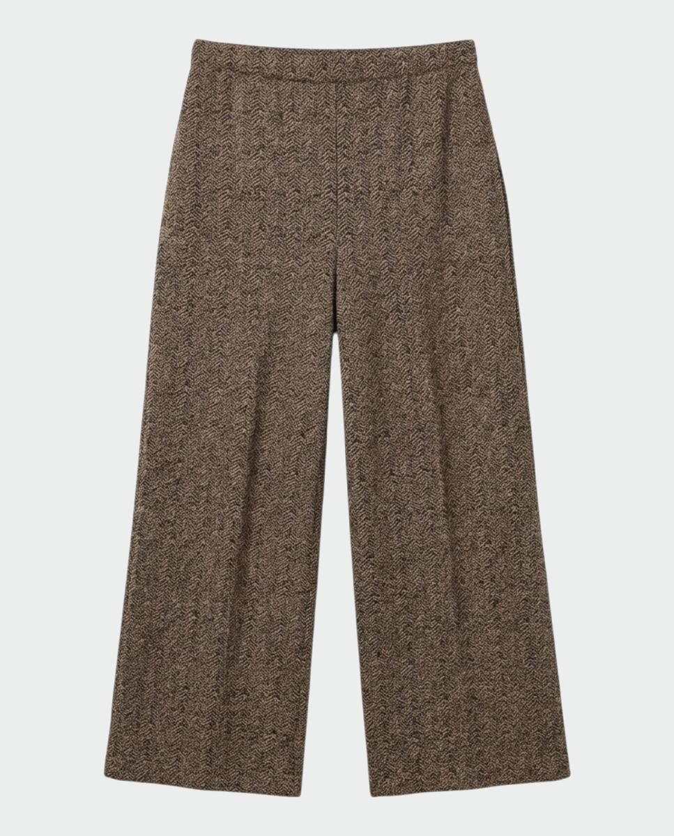 Pantalón de mujer culotte doble tela - Indi & Cold - Marrón oscuro Marrón oscuro-4