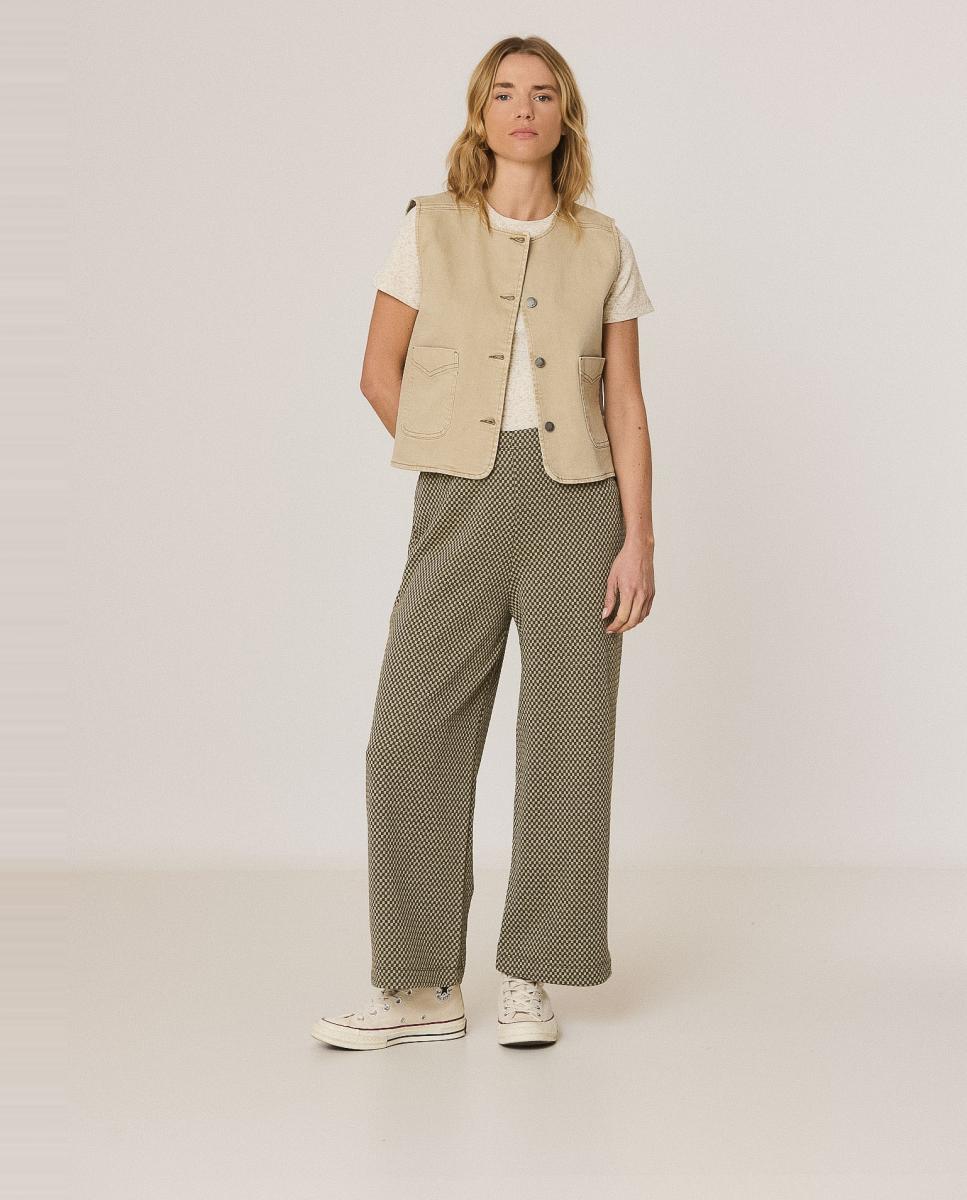 Pantalón de mujer culotte doble tela - Indi & Cold - Verde militar Verde militar-1