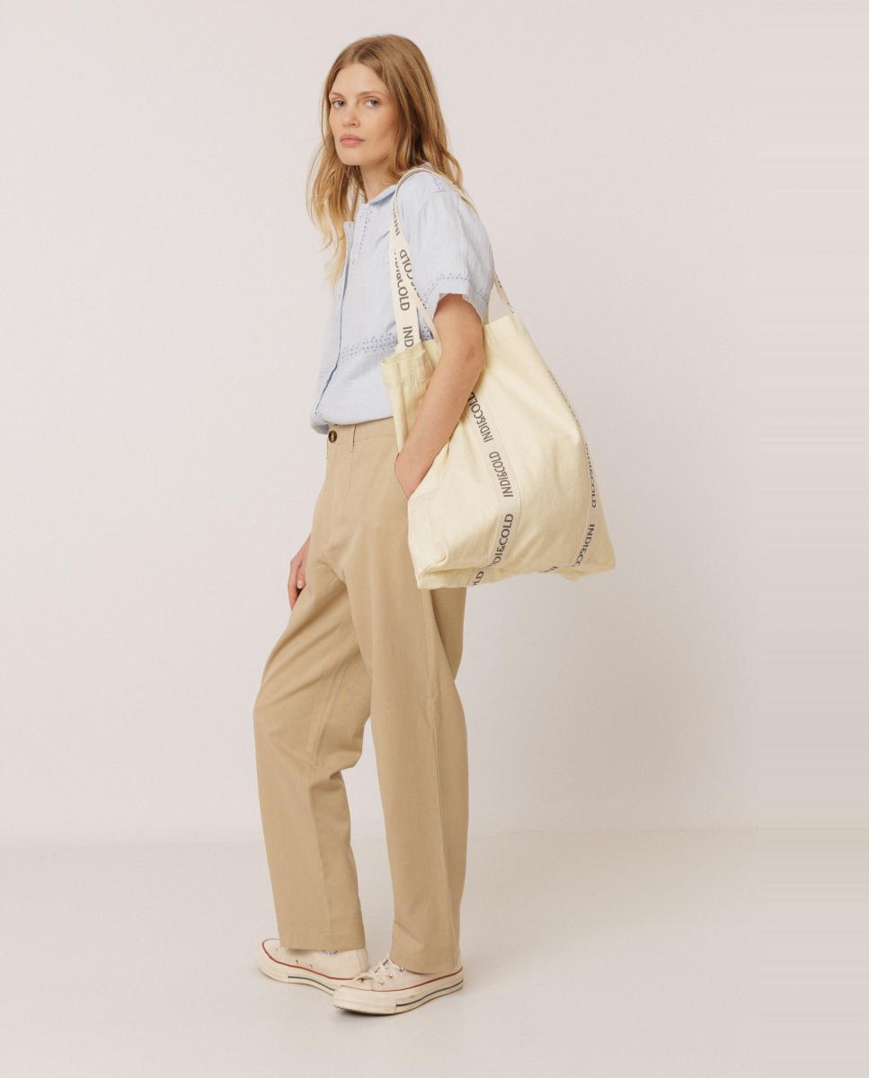 Pantalón de mujer largo chino lucas - Indi & Cold - Beige Beige-2