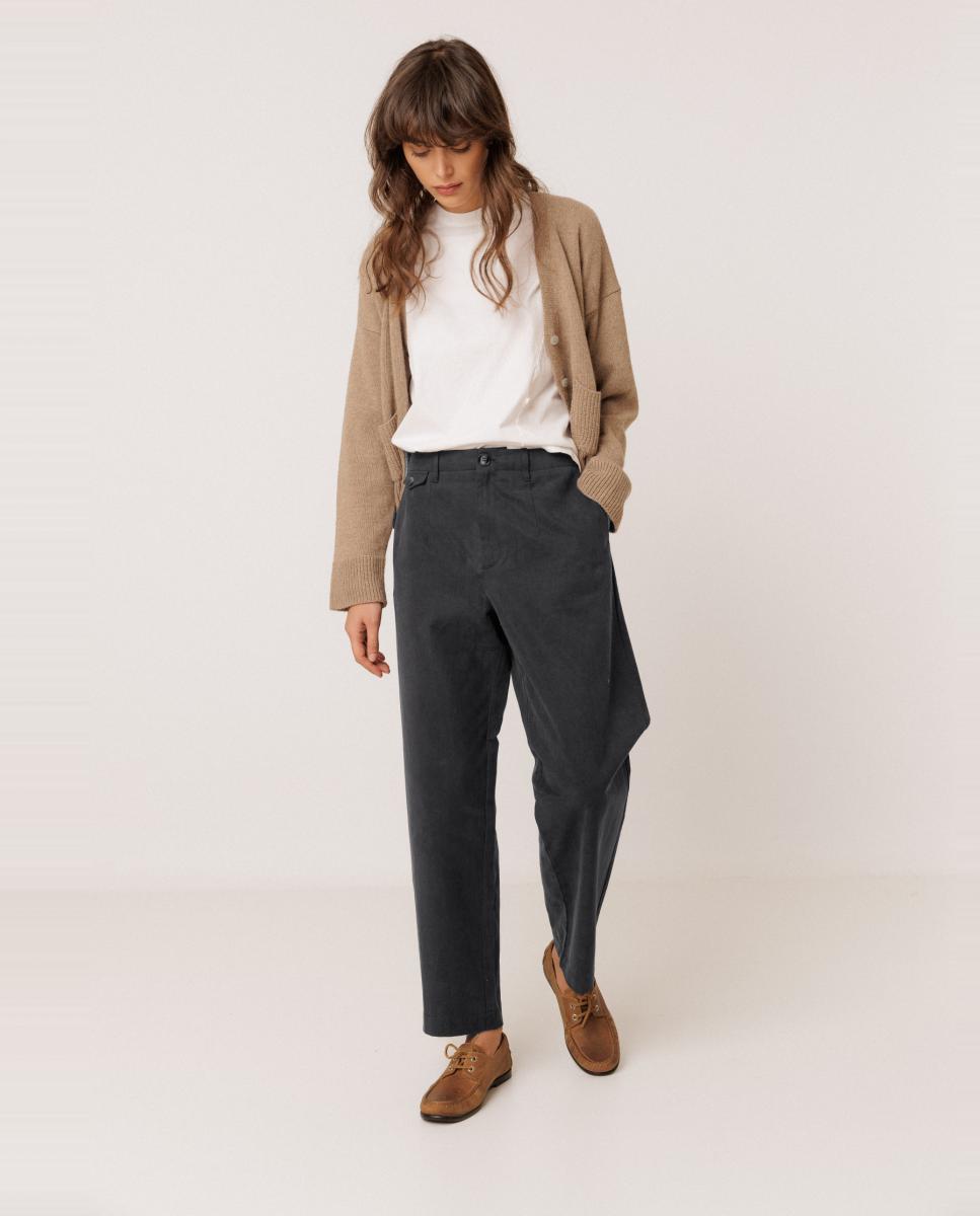 Pantalón de mujer largo chino lucas - Indi & Cold - Azul marino Azul marino-1