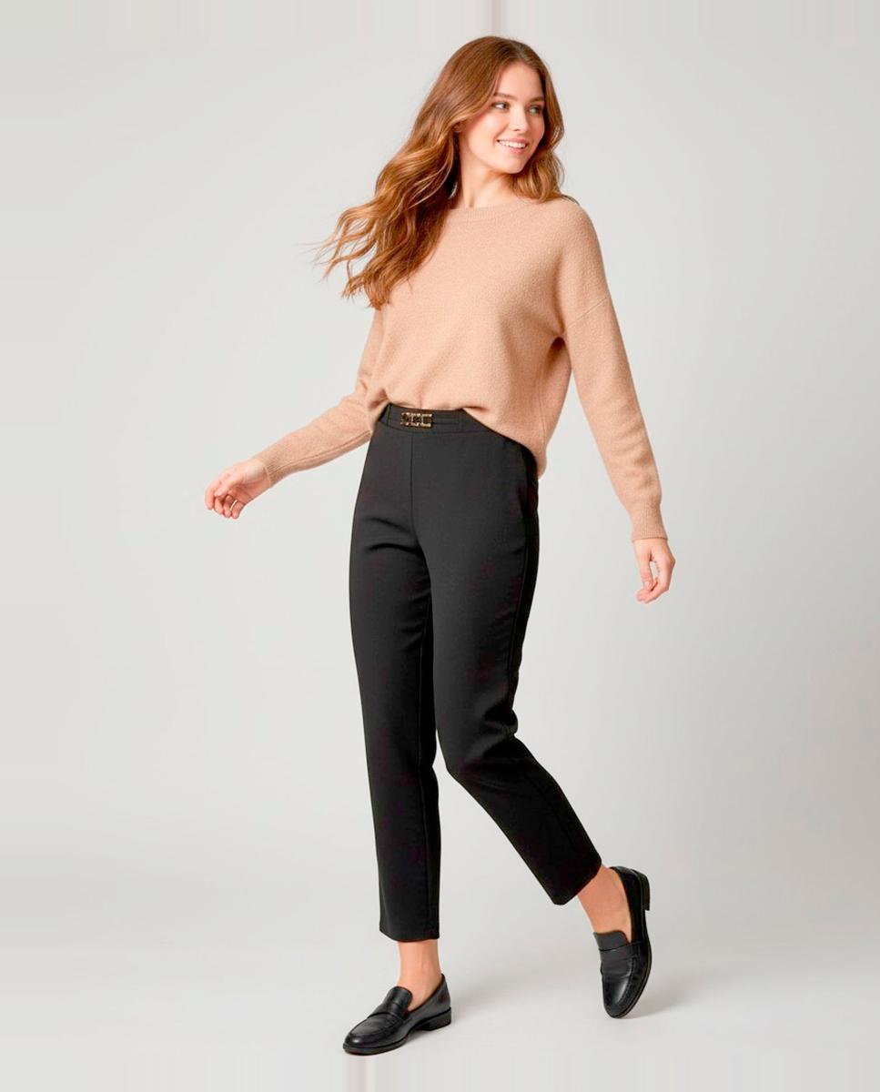 Pantalón de mujer liso, goma cinturilla - Zermatt - Negro Negro-1