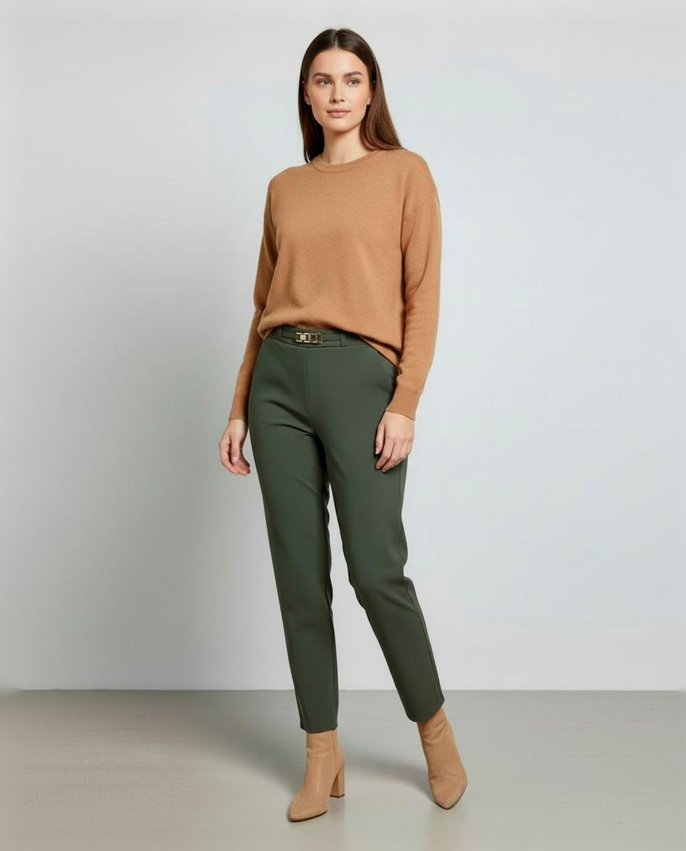 Pantalón de mujer liso, goma cinturilla - Zermatt - Verde Verde-1