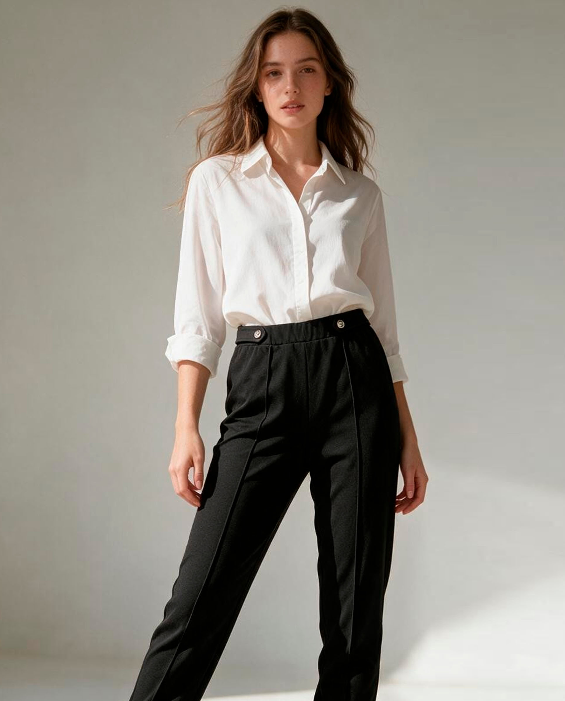 Imagen 0 de Pantalón de mujer liso, goma cinturilla Negro