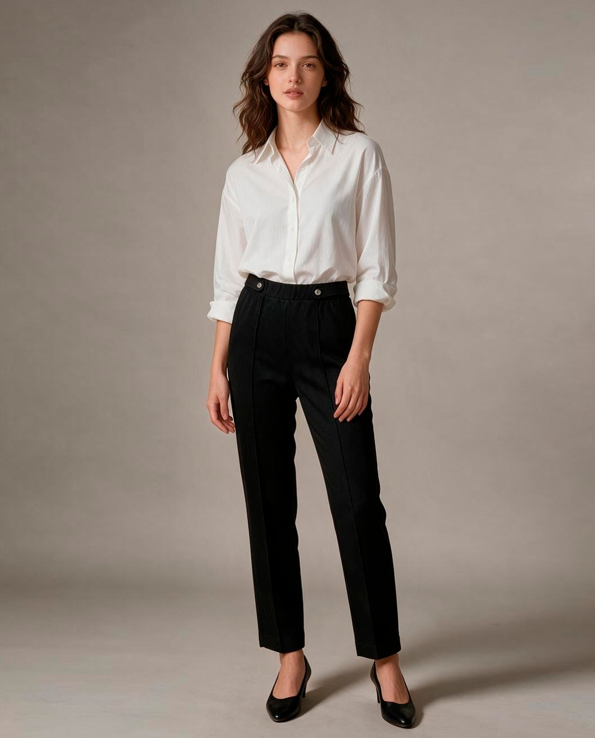 Pantalón de mujer liso, goma cinturilla - Zermatt - Negro Negro-3
