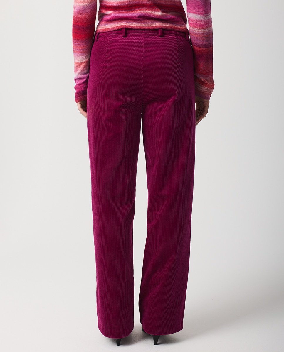 Calças Regular com Bolsos à Frente Grená-2