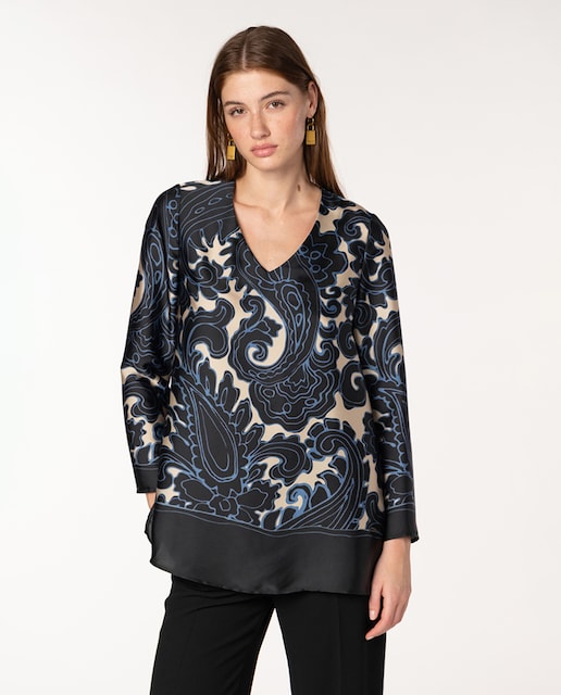 Imagen 0 de Blusón de mujer twill estampado paisley y escote en V