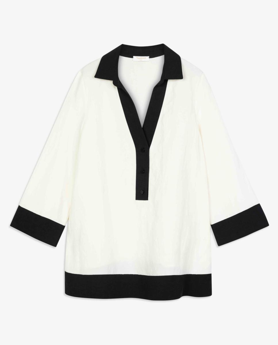 Blusa Bicolor com Gola Branco-5
