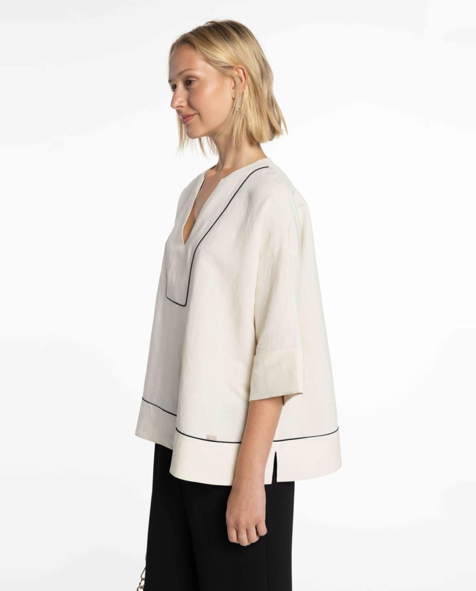 Blusa de Linho com Vivos em Contraste Branco-3