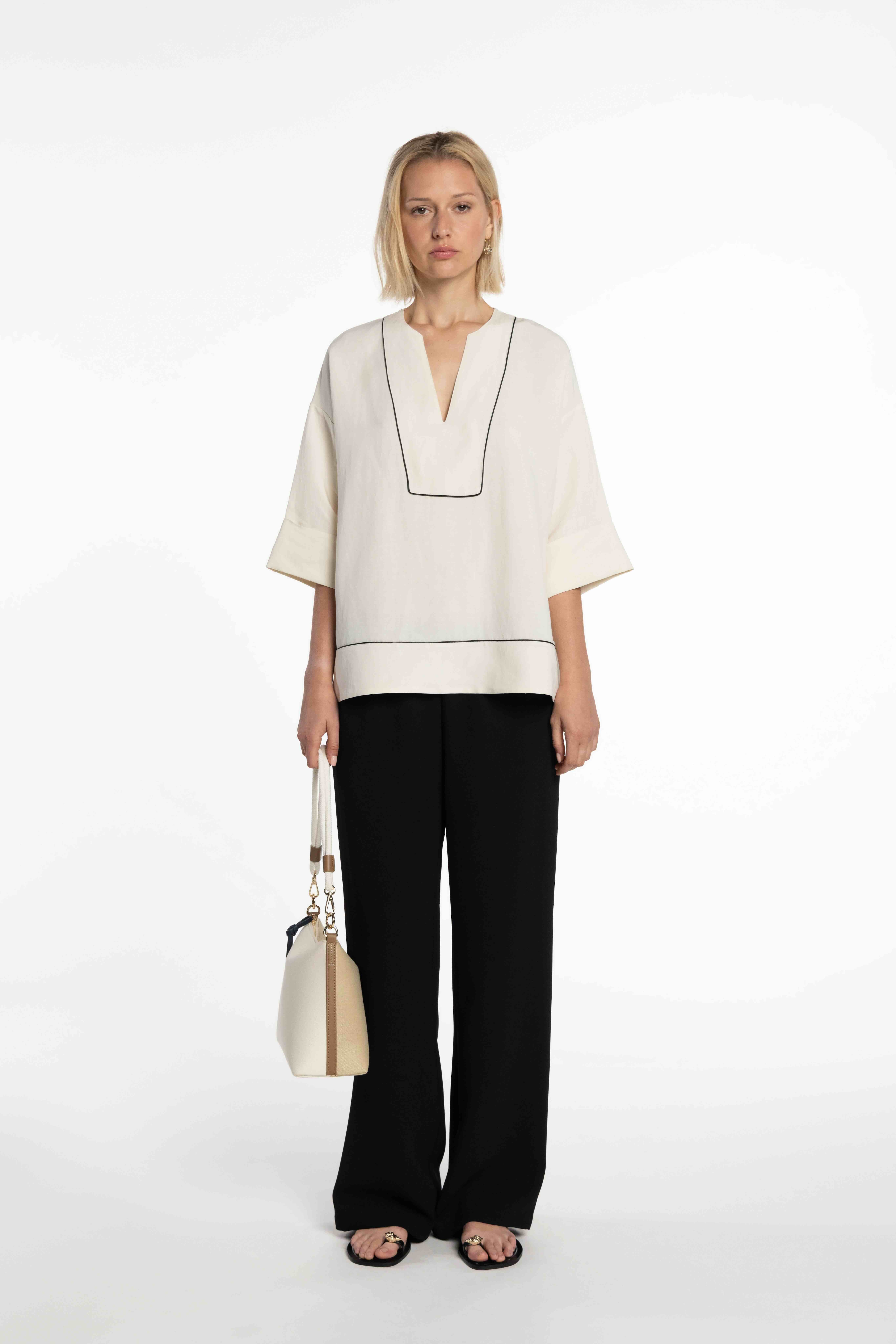 Blusa de Linho com Vivos em Contraste Branco-6